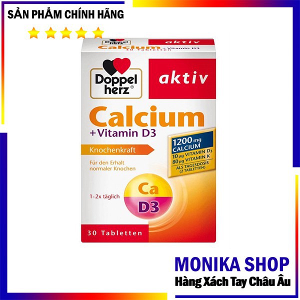 Viên uống bổ sung Canxi và Vitamin D3, Vitamin K cho bà bầu và trẻ vị thành niên Doppel Herz Aktiv