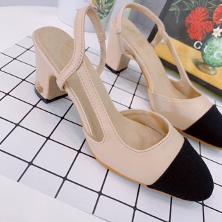 Sandal vá mũi chun gót 5cm