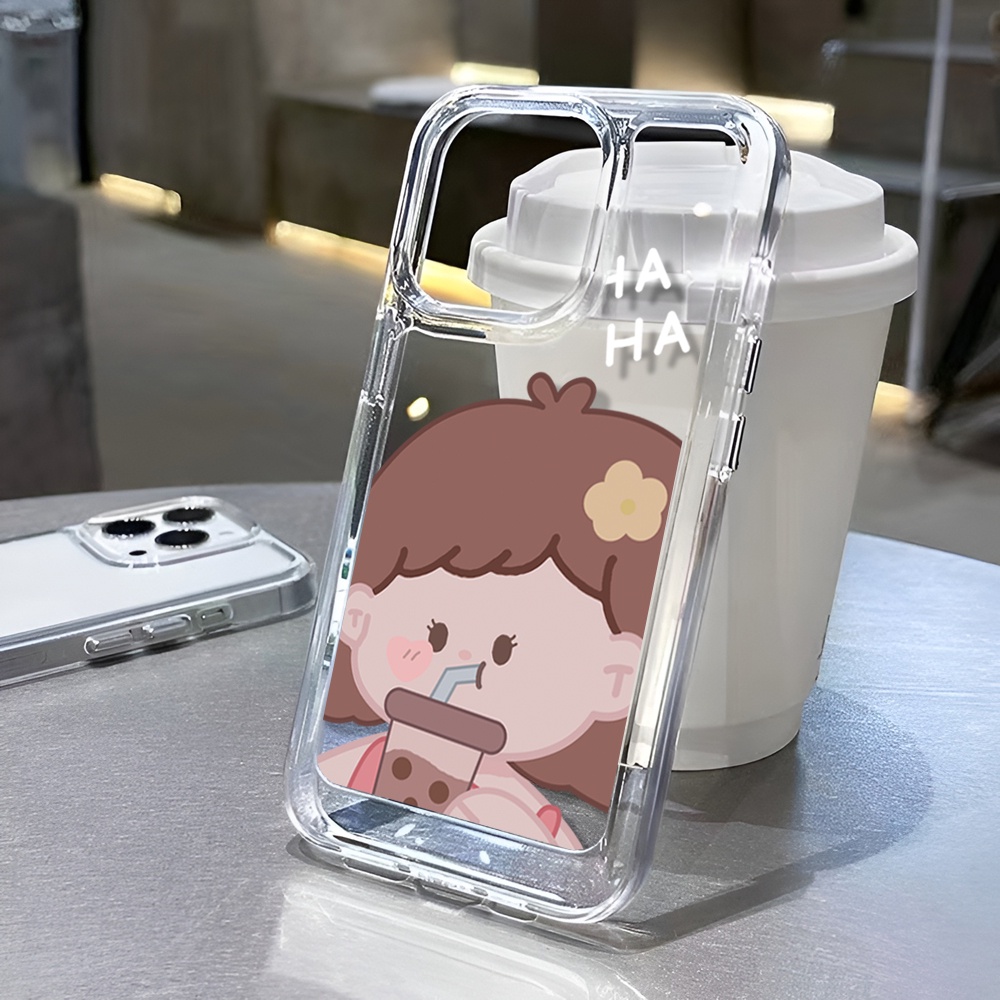 Ốp Điện Thoại Trong Suốt Hình Trà Sữa Cho iphone 14ProMax 14Plus 13 11 12 7Plus X XR XS Max 8 7