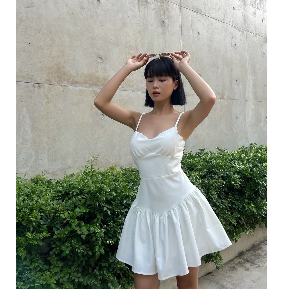 Đầm nữ gợi cảm tôn dáng hai dây lucie màu trắng