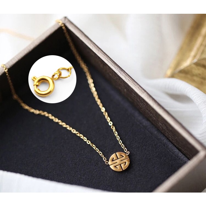 Dây chuyền nữ titan chữ Phước khóa tròn vip siêu đẹp, bền màu, đem lại may mắn cho người đeo