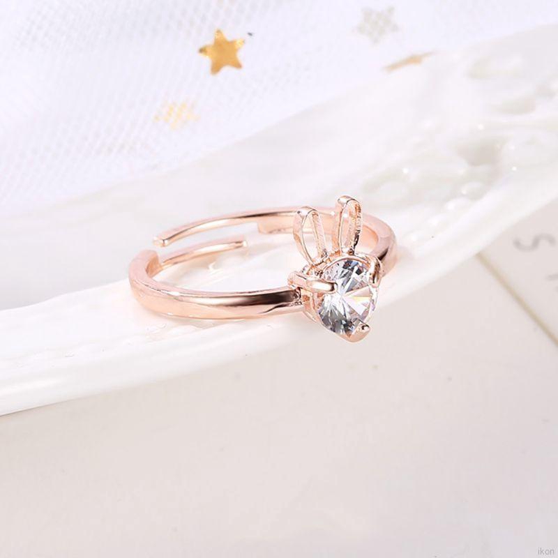 Nhẫn thời trang bằng đồng đính đá dễ thương