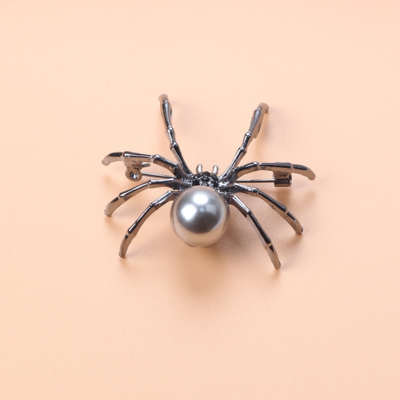 Ghim Cài Áo Hình Nhện Đen Đính Ngọc Trai Thời Trang Hàn Quốc