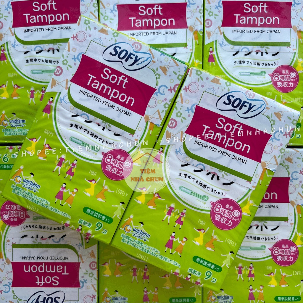 BĂNG VỆ SINH TAMPON SOFY UNICHARM SIÊU THẤM ĐI BƠI HỘP 9 QUE