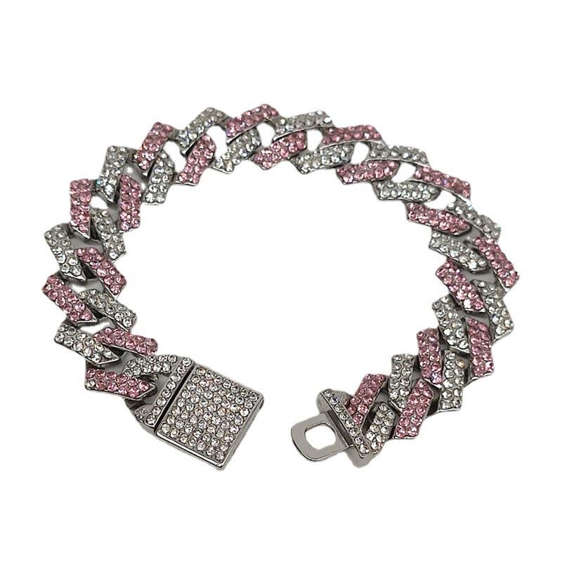 Vòng Tay / Vòng cổ Đính Đá Kim Cương Lấp Lánh Rộng 14mm Phong Cách Hip Hop Cho Nam Và Nữ