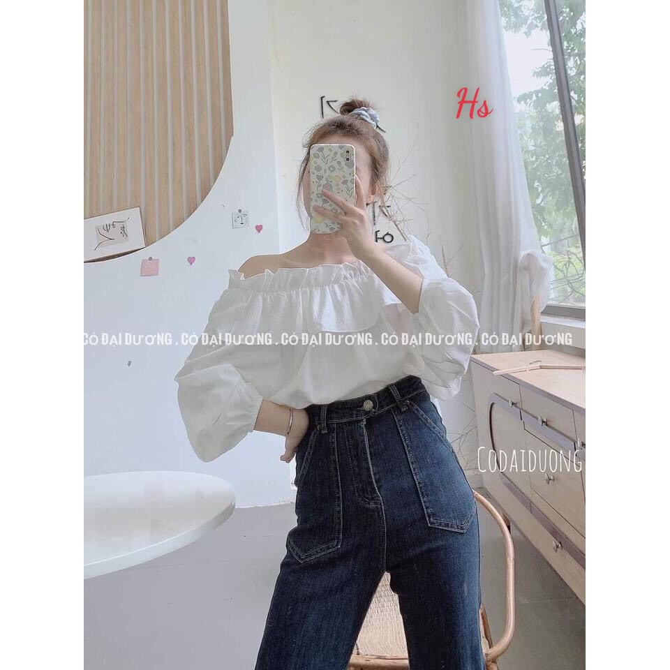Áo Trễ Vai Bèo Tầng Chun Tay Mã 446