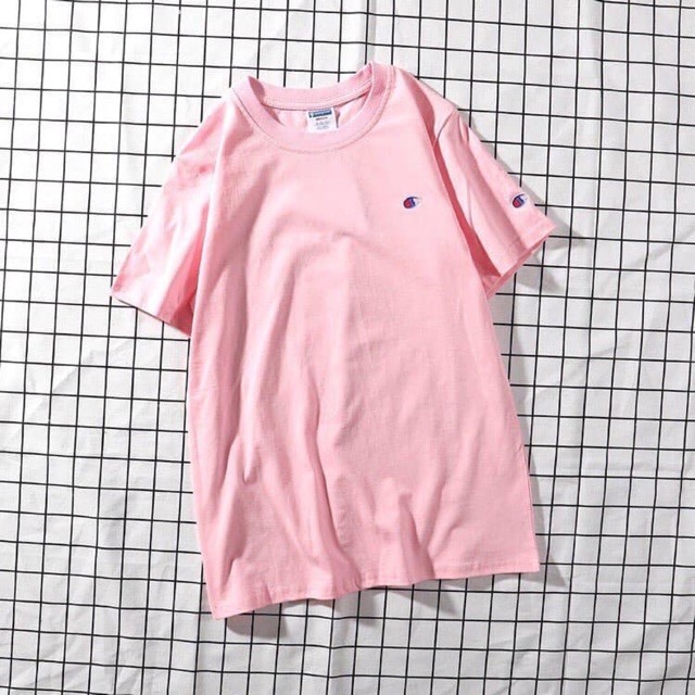 Champion basic tee 2 màu Hồng, Trắng size S (sẵn)