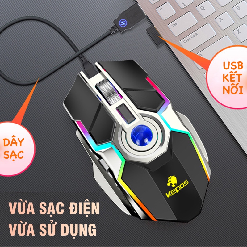 Chuột cơ bluetooth không dây gaming đèn LED RGB full viền G80 điều chỉnh DPI chơi game cực mượt