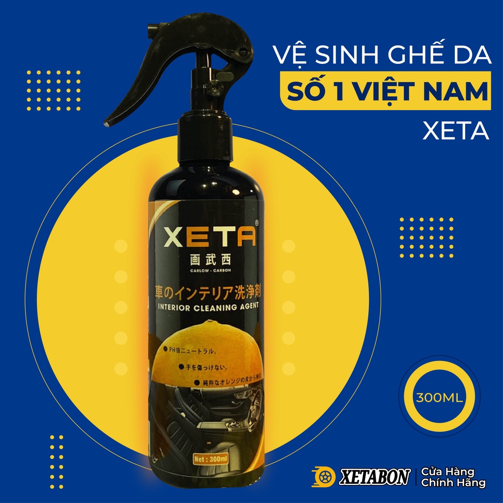 Vệ Sinh Ghế Da - Vệ Sinh Nội Thất Ô tô, Taplo, Dung Dịch Làm Sạch Xe Hơi - Xịt tẩy nội thất XETA,chiết xuất từ vỏ cam