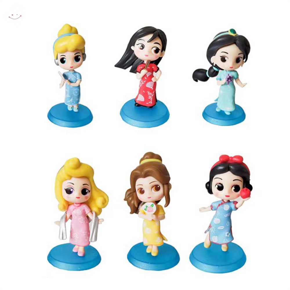 Bộ 6 Mô Hình Công Chúa Disney Dùng Trang Trí Bánh Kem Dễ Thương