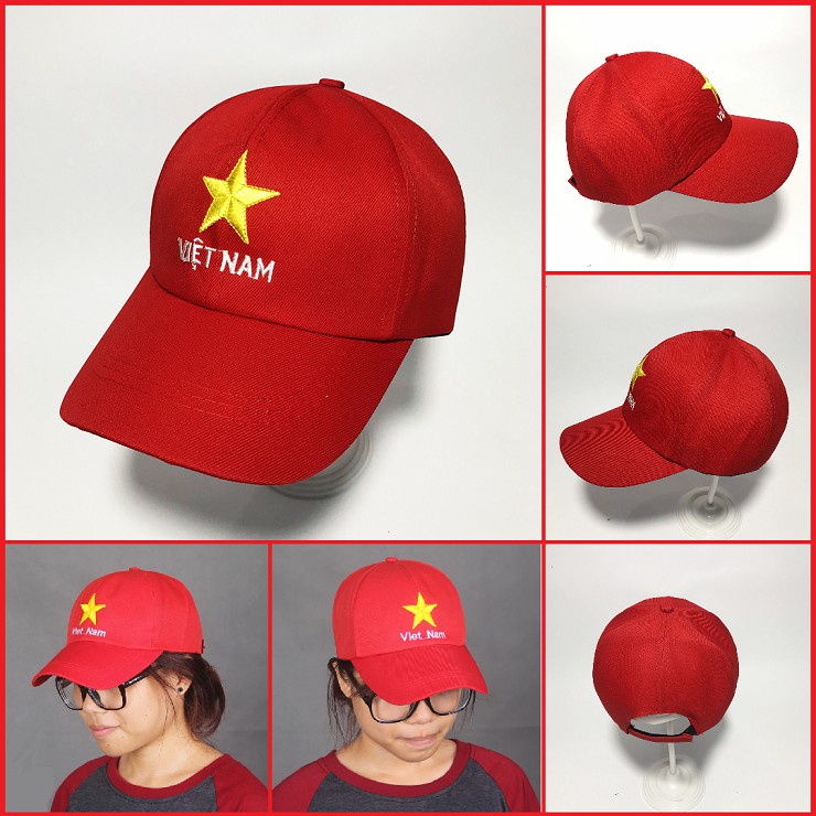 Mũ lưỡi trai thêu cờ đỏ sao vàng việt nam phom chuẩn nam nữ đôi chuyên buôn