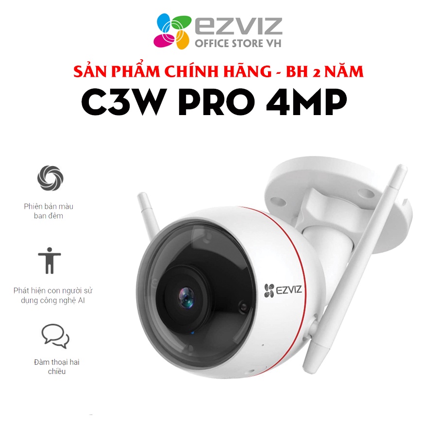 [MUA 2 TẶNG 1 QUÀ EZVIZ]Camera EZVIZ C3W Pro 4MP ngoài trời hàng chính hãng, đèn còi báo động, full color ban đêm có màu