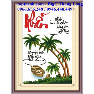 tranh thêu chữ thập chữ Nhẫn 222893( chưa thêu)