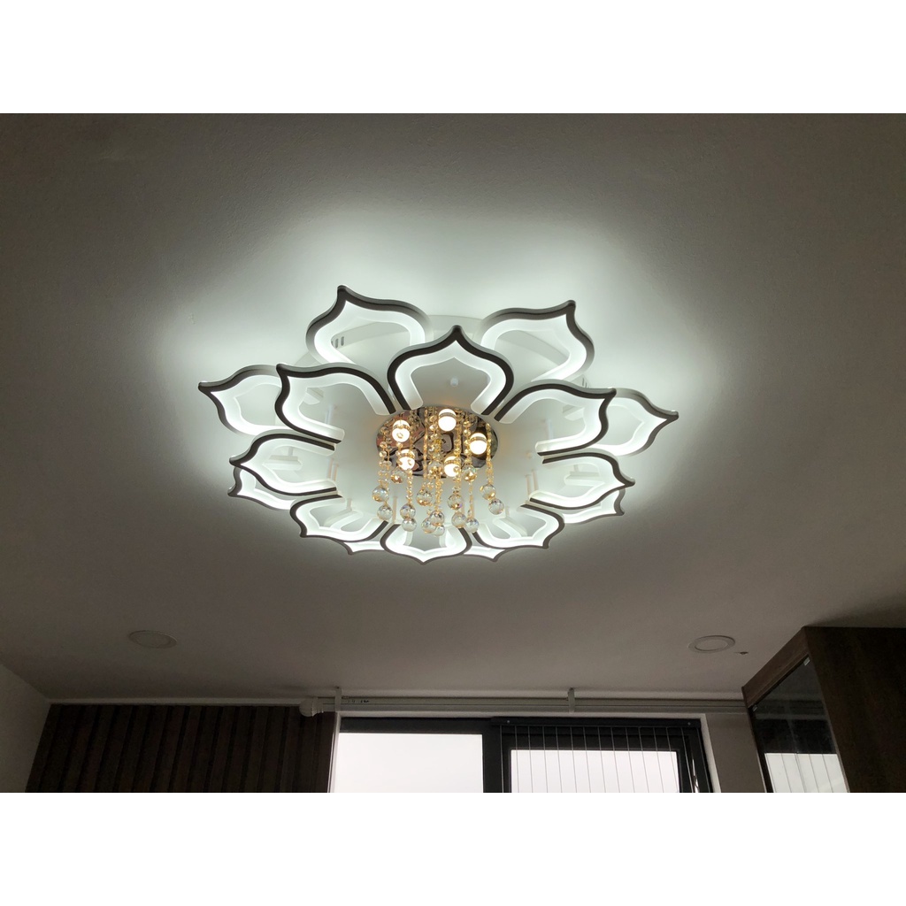 Đèn Ốp Trần Phòng Khách Hoa Sen THỦ ĐÔ LIGHTING 20 Cánh 3 Chế Độ Ánh Sáng Thiết Kế Viên Thả Pha Lê Cao Cấp 2042/20
