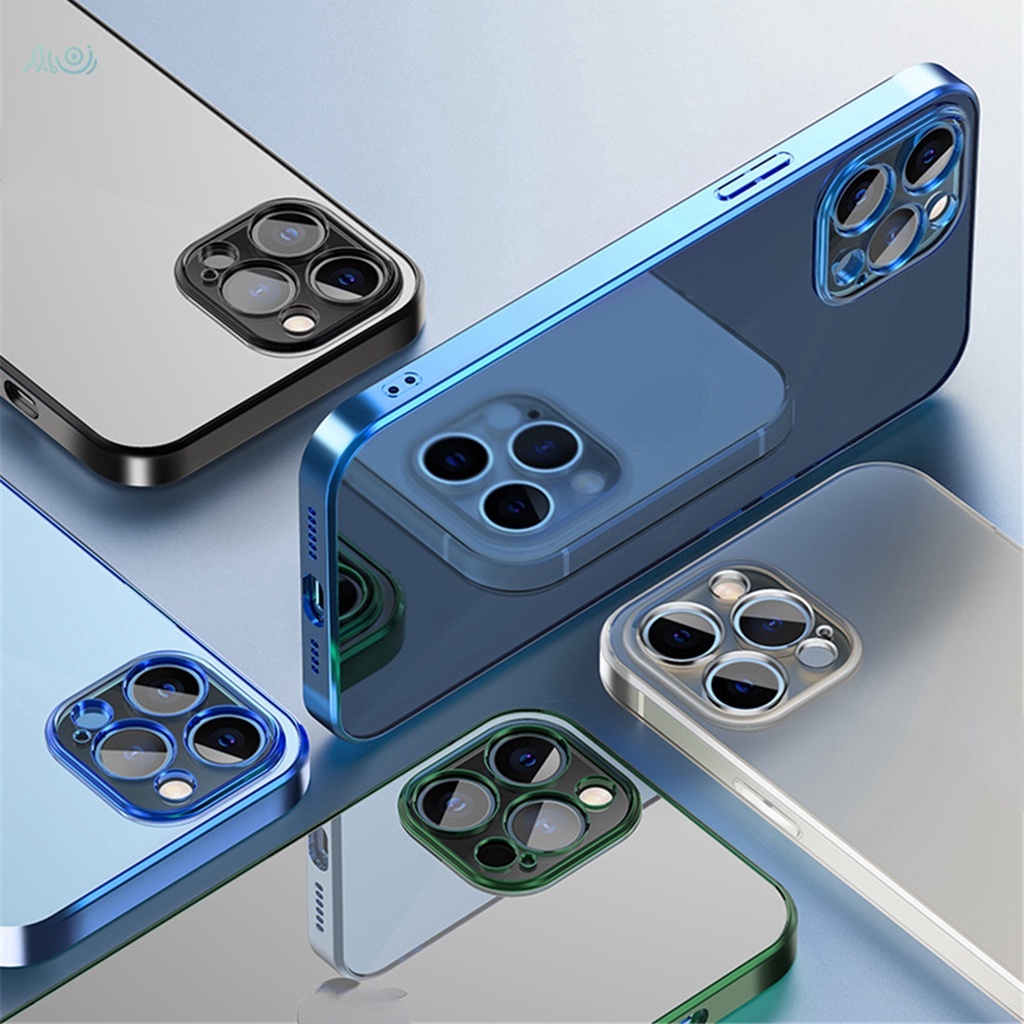 Ốp điện thoại silicon mềm trong suốt khung vuông mạ điện thích hợp cho iPhone 11 12 13 Pro Max XR X XS MAX