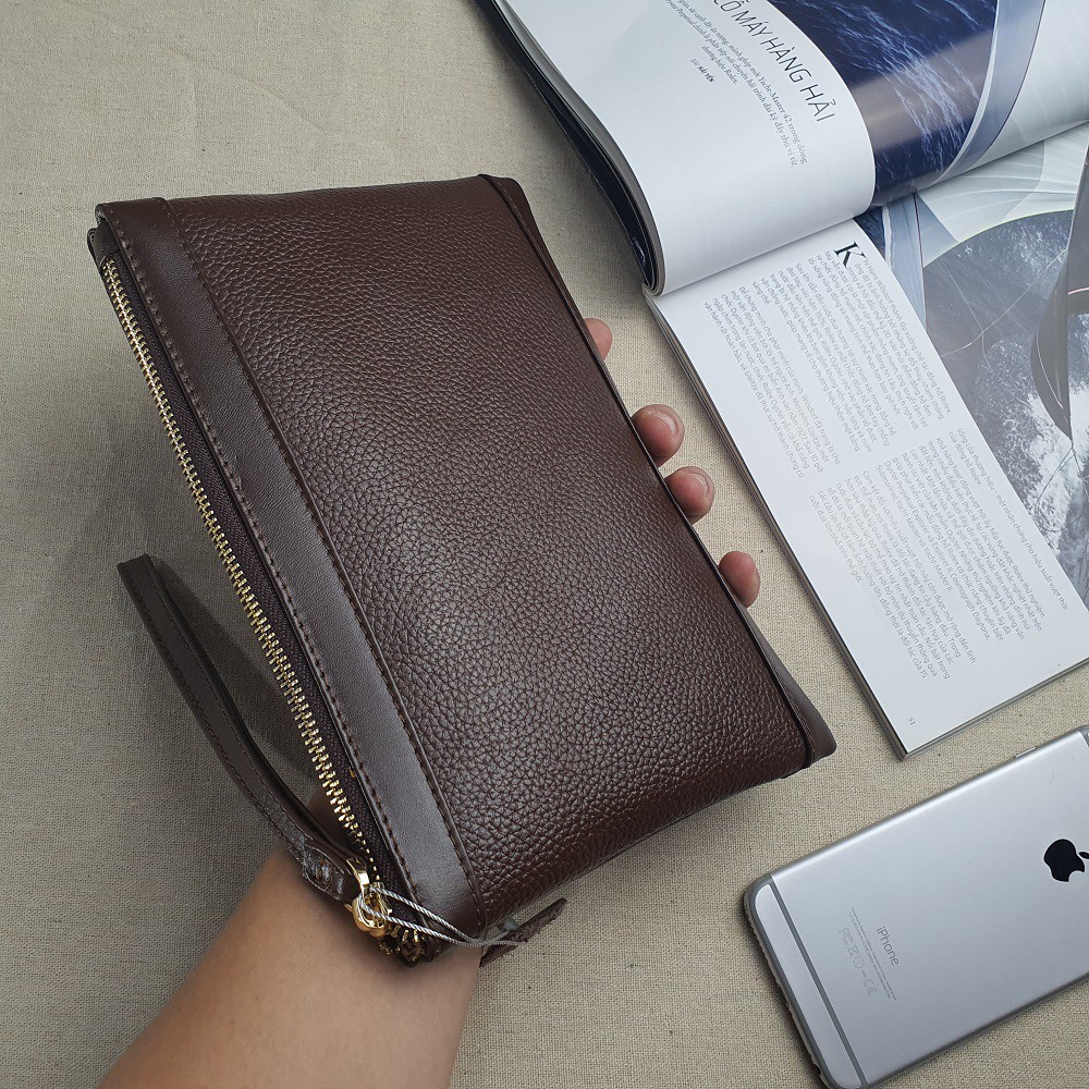 [Da thật] Ví Clutch Da Nam Cầm Tay, Ví Công Sở Da Bò Vân Mill - CL127 - Bảo Hành 3 Năm | BigBuy360 - bigbuy360.vn