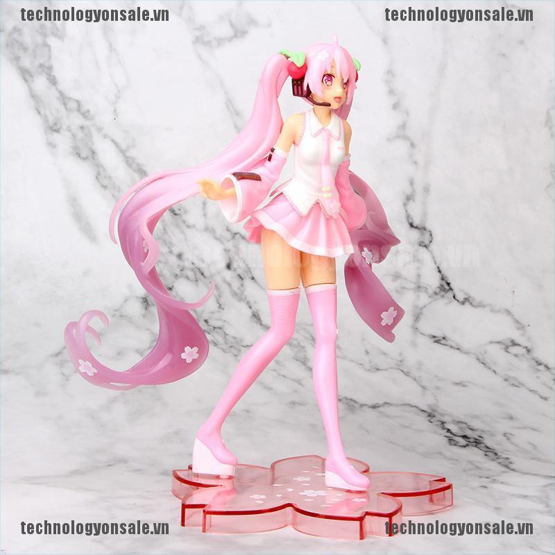 High Quality Anime Miku Pink Sakura Miku PVC Statue Figure Model Toys