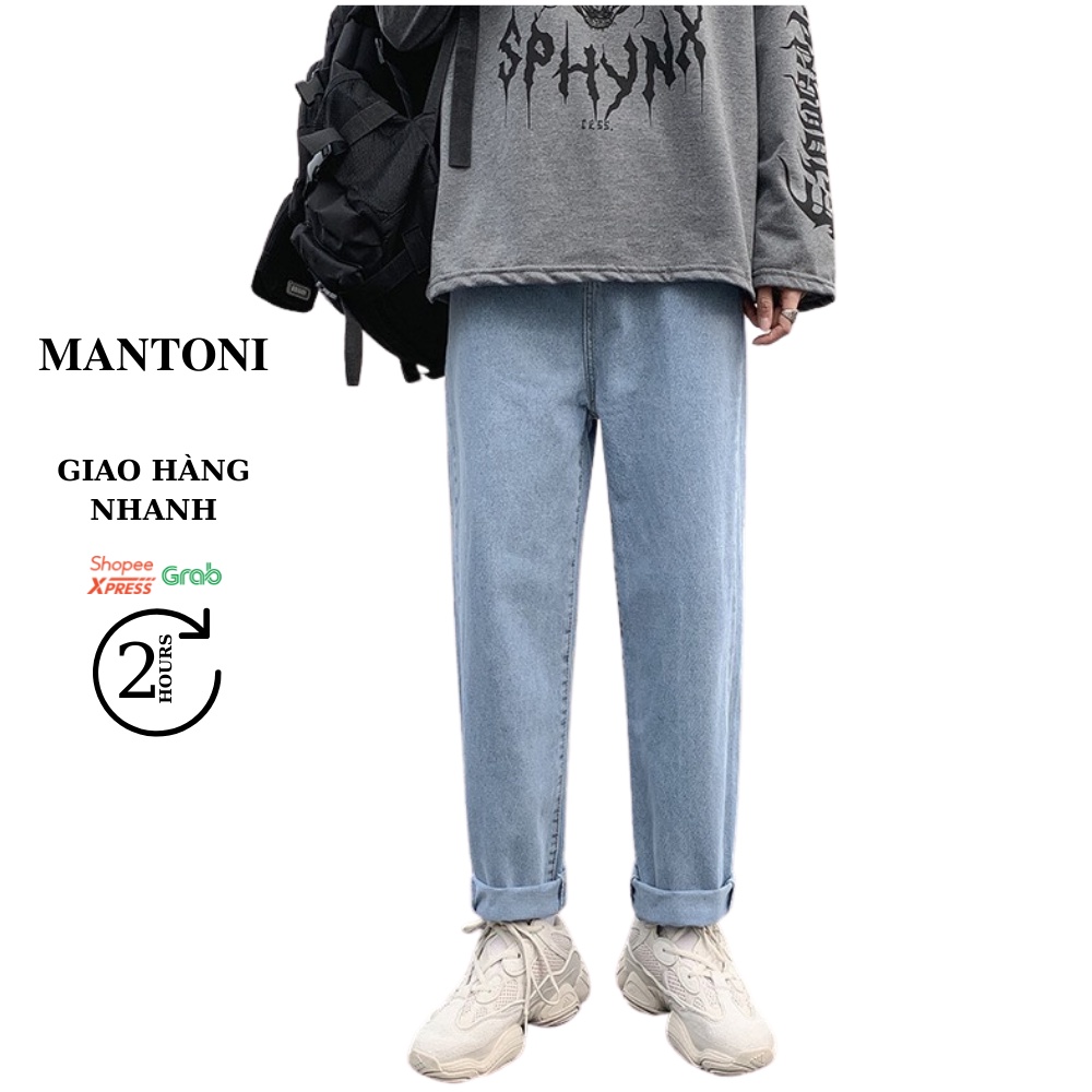 Quần jean nam Mantoni, quần baggy nam nữ ống rộng cao cấp, thời trang sành điệu