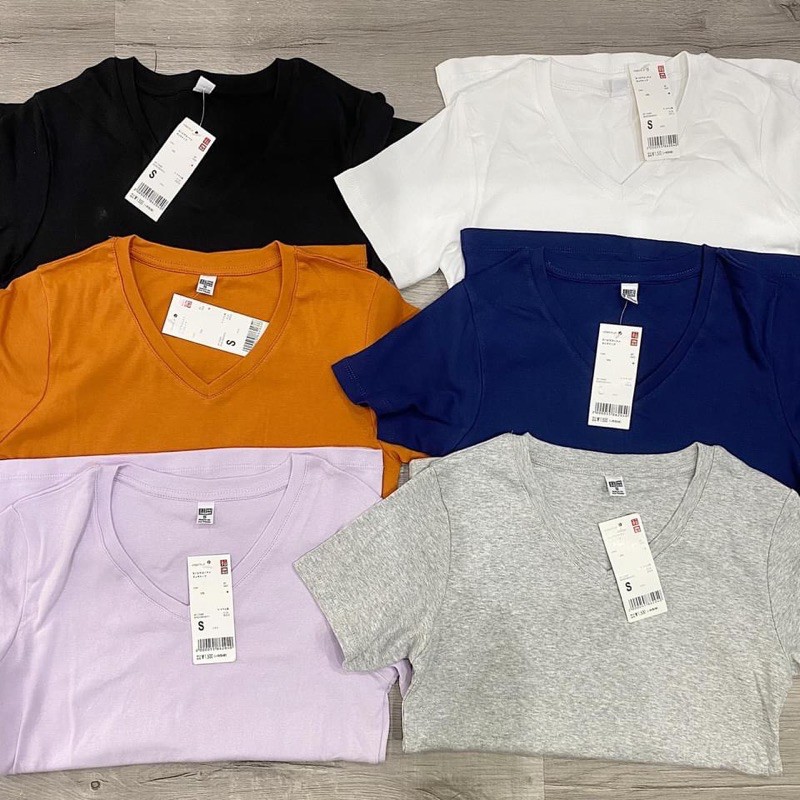 Áo Thun Uni Vneck Cổ Tim Xuất Chuẩn [ẢNH THẬT] Móm Store
