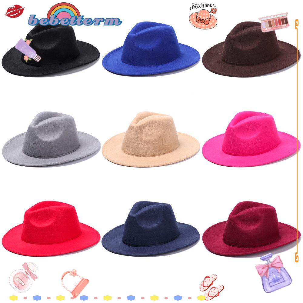 Mũ Fedora Vải Len Vành Rộng Nhiều Màu Sắc Vintage Thời Trang Mùa Thu Cho Nam Và Nữ