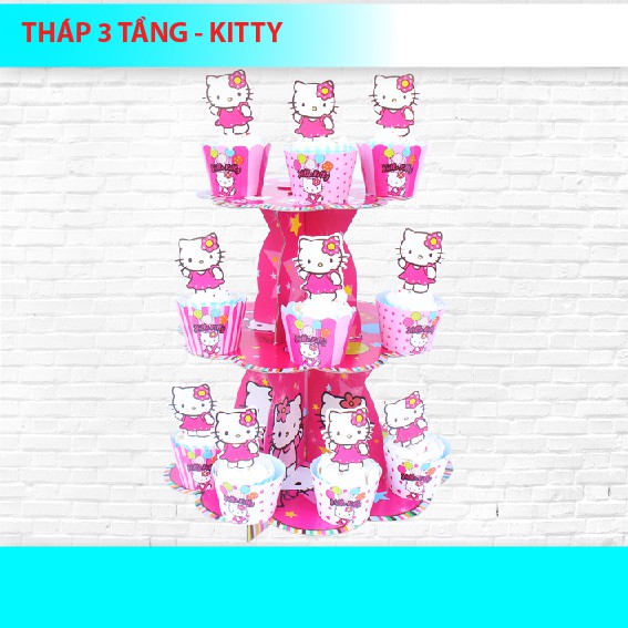 THÁP 3 TẦNG ĐỂ BÁNH CUPCAKE KITTY