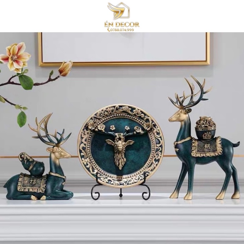 Đôi Hươu Xanh Tài Lộc, Trang Trí Phòng Khách, Trang Trí Phòng Ngủ, Én Decor