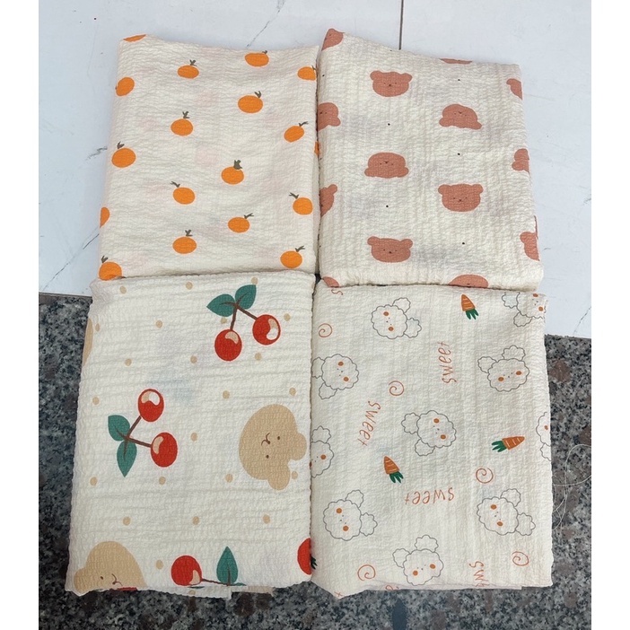 vải đũi xốp chất đep loại 1 siêu mềm nhẹ mát co dãn may bộ mặc nhà siêu dễ thương nền be