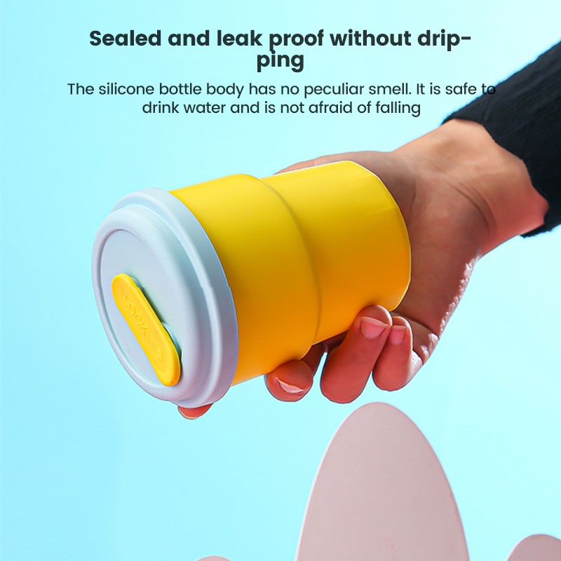 Cốc Uống Nước silicone 380ml Chịu Nhiệt Cao Chống Rơi Kèm Ống Hút Dành Cho Trẻ Em