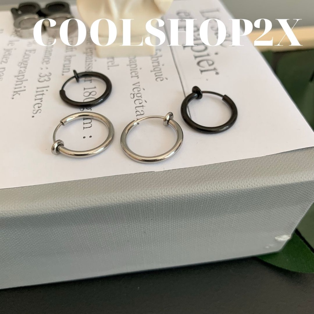 Khuyên tai Vòng tròn Unisex không cần xỏ lỗ Black round