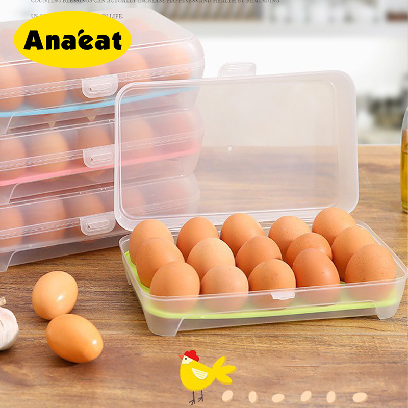 Hộp Đựng Trứng ANAEAT 15 Ô Bằng Nhựa PP Có Nắp Tiện Lợi Để Tủ Lạnh