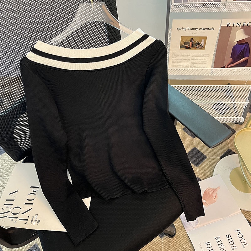 Áo Len Nữ Dài Tay Cổ Chữ v Thời Trang Hàn Mới