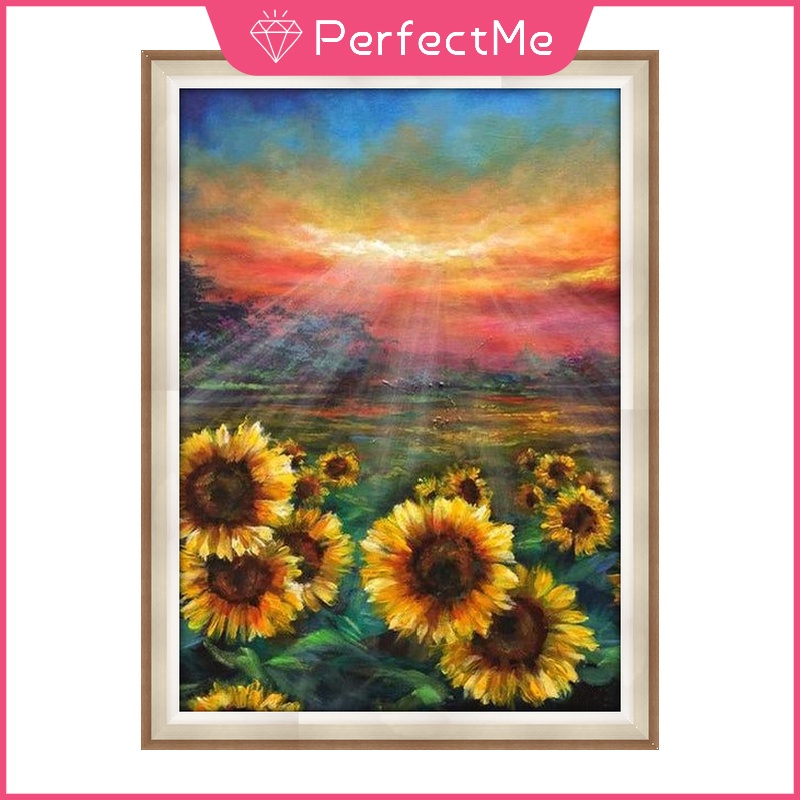 Bộ tranh đính đá 5D họa tiết hoa hướng dương độc đáo kích thước 30x40c DIY dùng trang trí nhà cửa