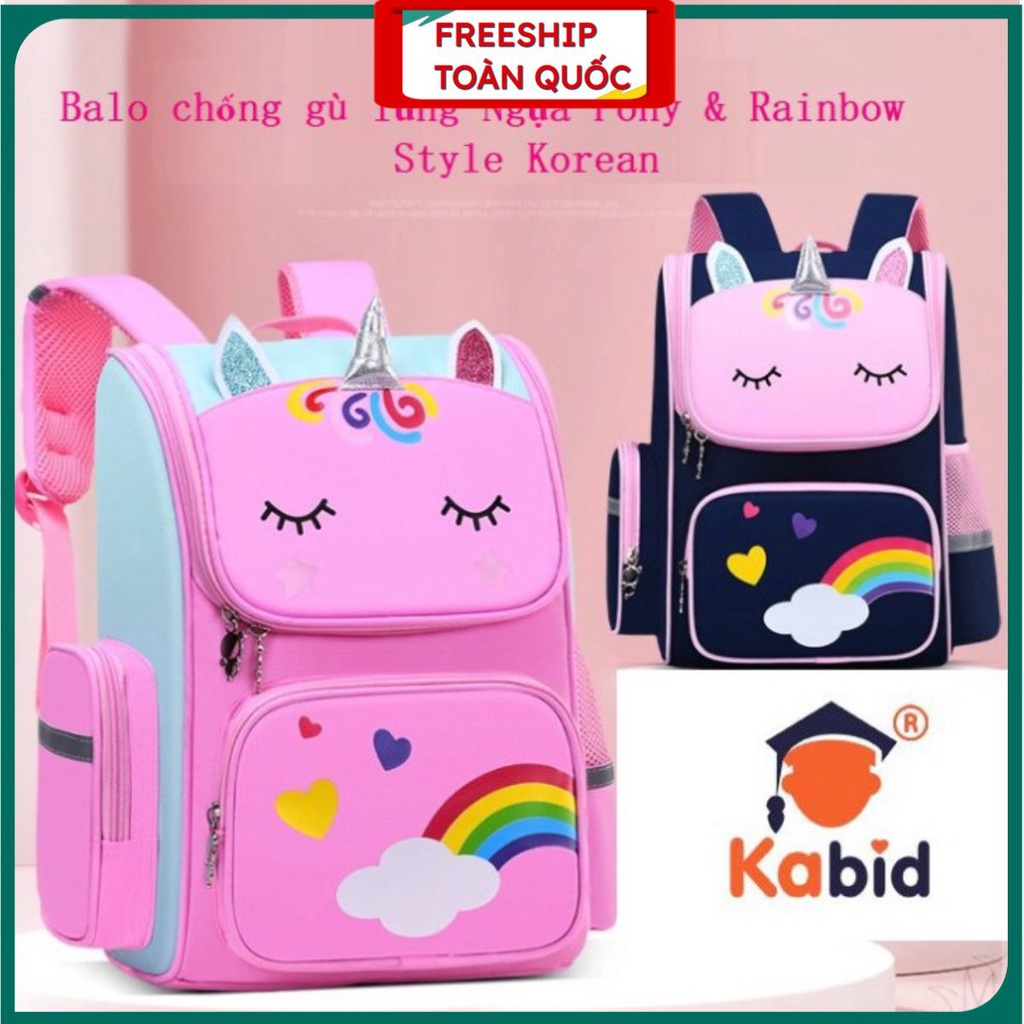 [Mẫu Hàn]Balo dáng hộp Ngựa Pony CHỐNG GÙ LƯNG - SIÊU NHẸ  dành cho bé gái chất liệu chống thấm nước, siêu nhẹ BTE9 . .