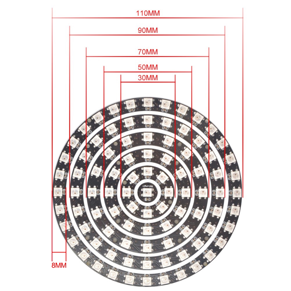 Vòng Đèn LED RGB 1 3 4 7 8 9 12 16 24 32 Bits LEDs WS2812 5050 RGB Tự Lắp Ráp Chuyên Dụng