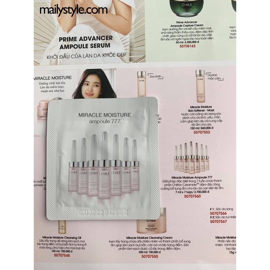Sample tinh chất huyết thanh 777 Ohui siêu dưỡng ẩm dưỡng trắng và căng bóng da - Miracle Moisture Ampoule Ohui 777 1ml | BigBuy360 - bigbuy360.vn