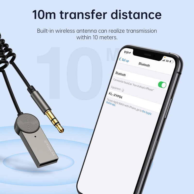 Đầu Thu Phát AUX Kuulaa KL-YP05 Bluetooth 5.0 Kết Nối Điện Thoại Di Động Nghe Nhạc Tiện Lợi Cho Xe Hơi