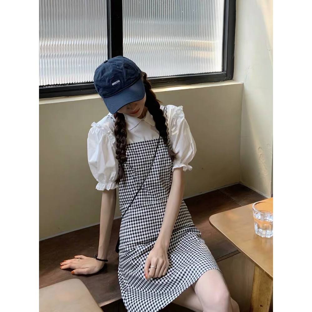 Đầm Suông sọc kẻ ô phối cổ sơ mi bèo dễ thương, đi học, cà phê, tiệc cưới - Thời Trang VADA - D97 | BigBuy360 - bigbuy360.vn