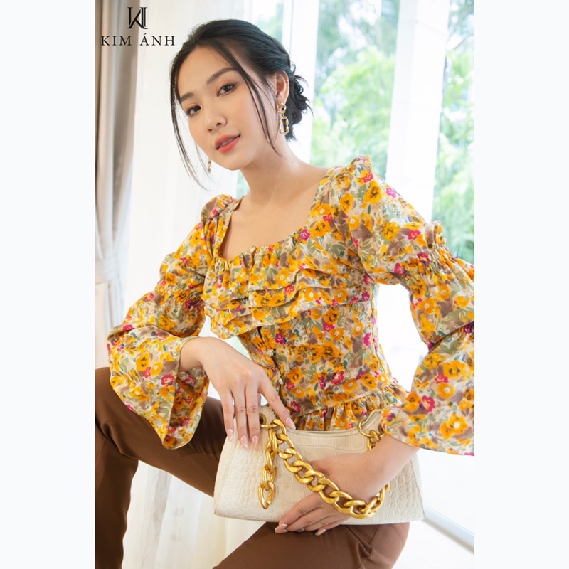 Áo Kiểu Thiết Kế Nữ, Áo Sơ Mi Nữ Công Sở Kim Ánh Emmy Top Hoa Nhí Tay Dài Tiểu Thư | BigBuy360 - bigbuy360.vn