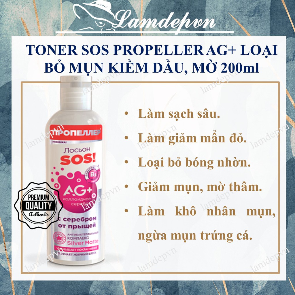 Toner Propeller SOS Silver Matte kiềm dầu, giảm mụn