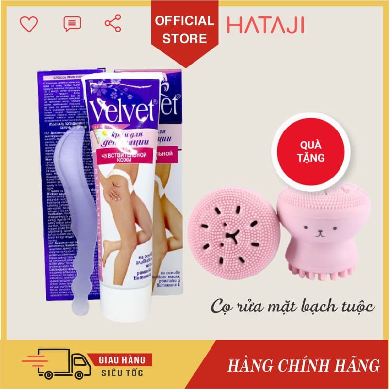 Kem tẩy lông Velvet nga tẩy lông vùng kín nách tay chân 100ml TẶNG cọ rửa mặt bạch tuộc