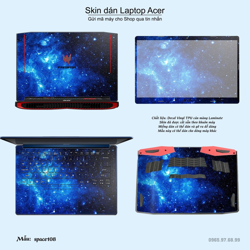 Skin dán Laptop Acer in hình không gian nhiều mẫu 18 (inbox mã máy cho Shop)