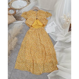 Đầm maxi hoa nhí sẻ tà