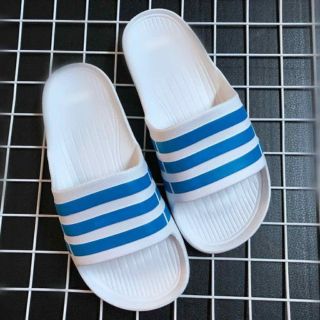 [Xưởng Sỉ=lẻ] Dép lê nam quai ngang, dáng thể thao kẻ 3 sọc màu trắng xanh