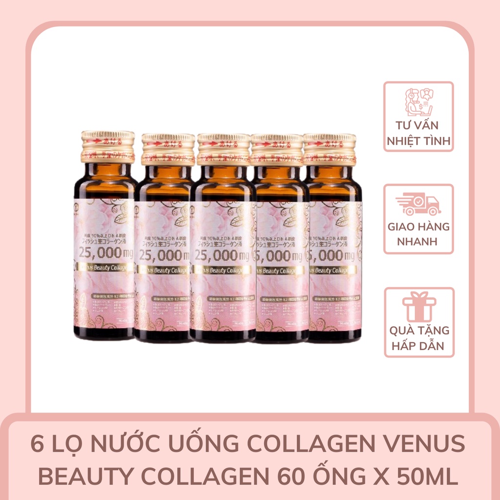 Nước Uống Collagen Nhật Bản Venus Beauty Collagen Trắng Da Chính Hãng Nhật Bản 6 Hộp 60 Lọ X 50ml