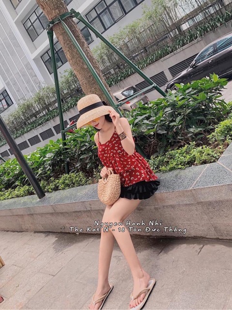 Set áo 2 dây hoa + quần sooc bèo | BigBuy360 - bigbuy360.vn