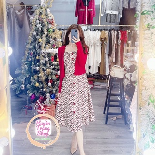  Váy hoa nhí kèm áo khoác ngoài tiểu thư 