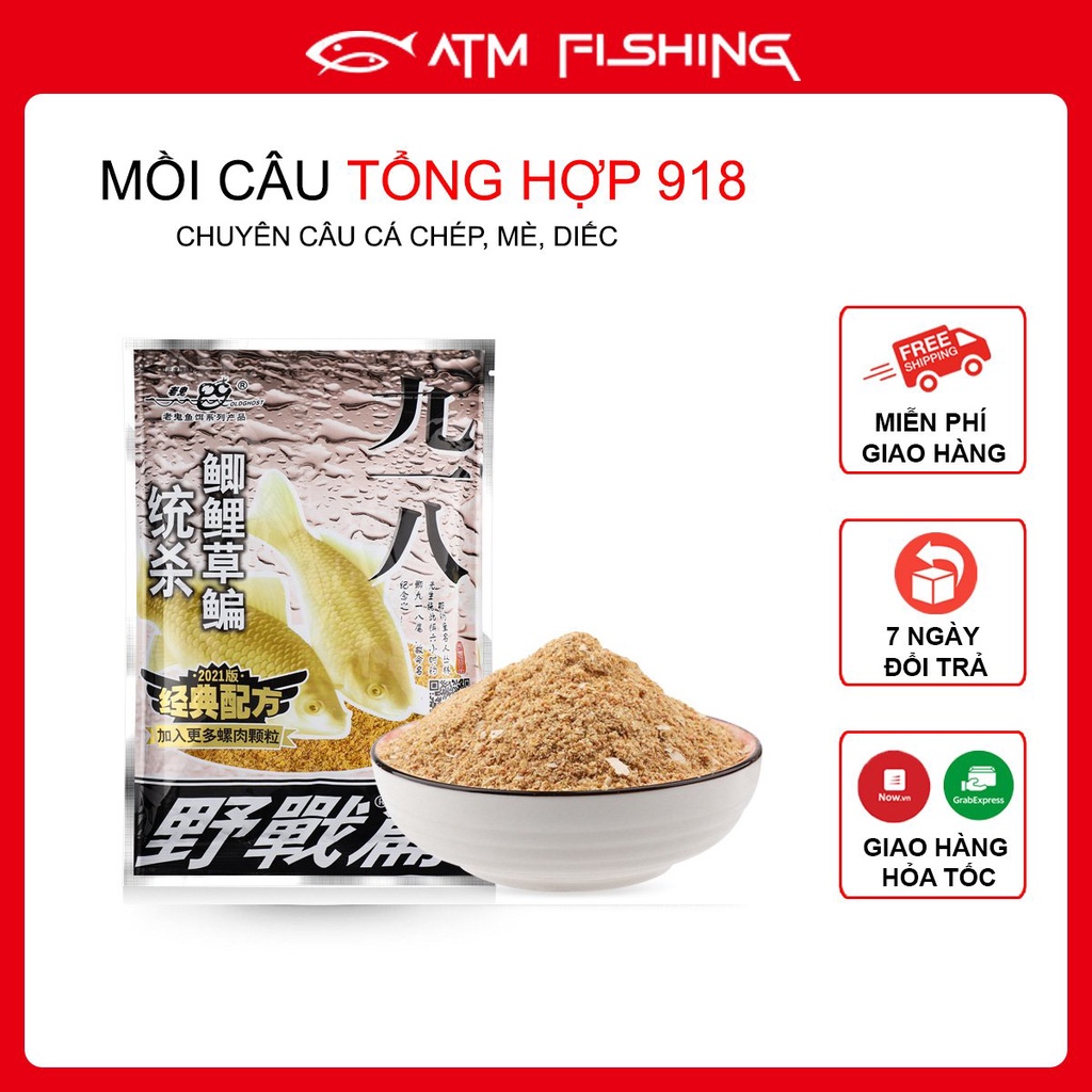 Mồi Câu Tổng Hợp 918, Câu Cá Chép, Cá Mè, Cá Diếc, Mồi Câu 300Gr