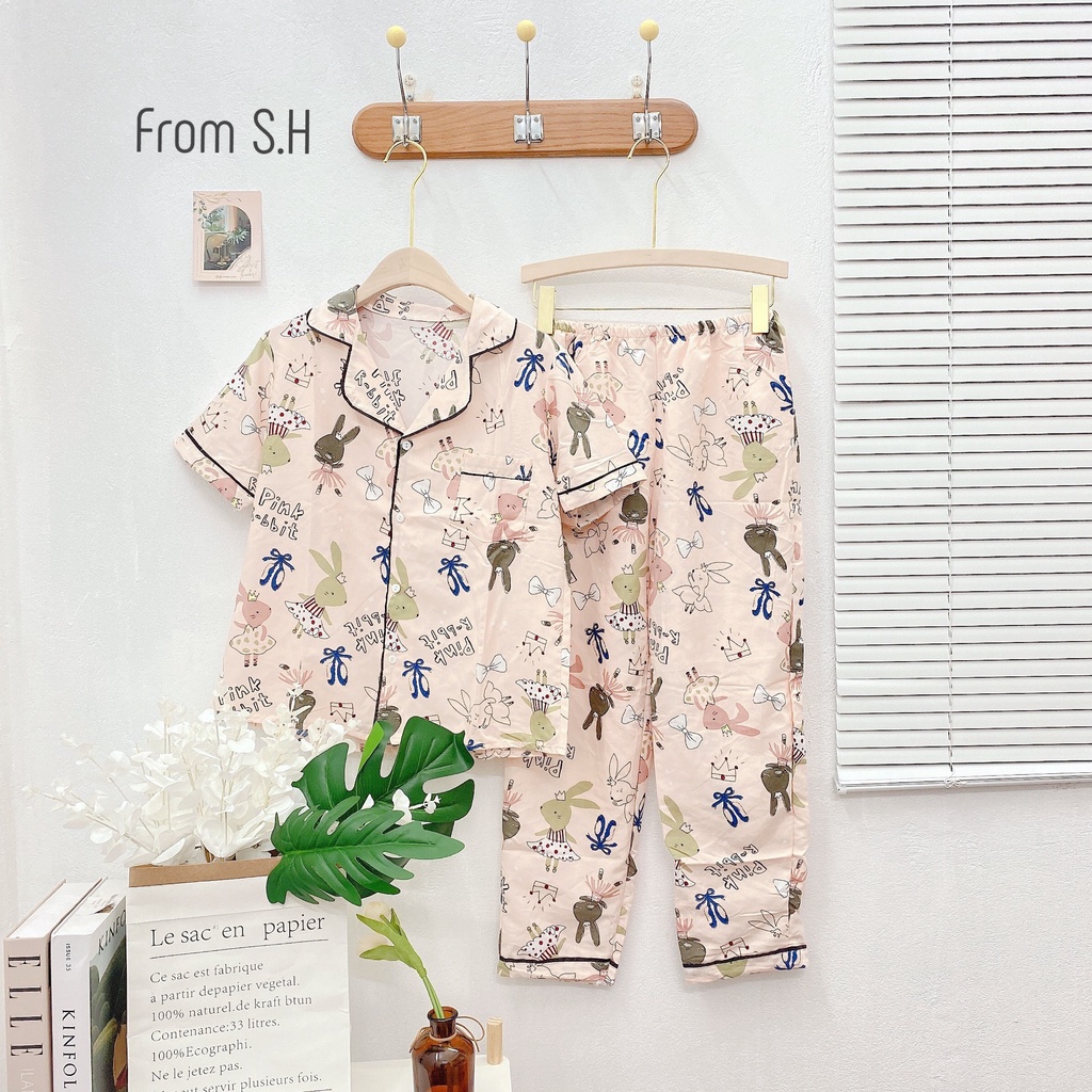 Bộ đồ mặc nhà/ bộ đồ ngủ kate thái áo cộc quần dài