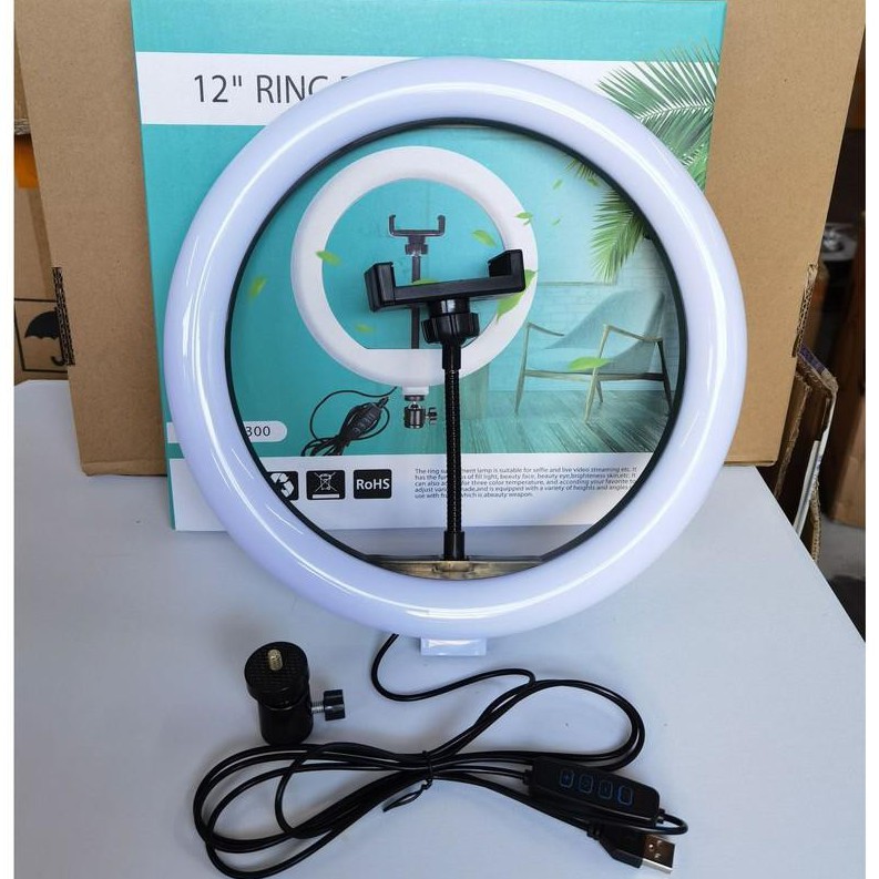 Đèn Livestream 30cm Có 1 Kẹp Điện Thoại + Chân 2m1 - Đèn Hỗ Trợ Chụp Ảnh, Phun Xăm, Bán Hàng -