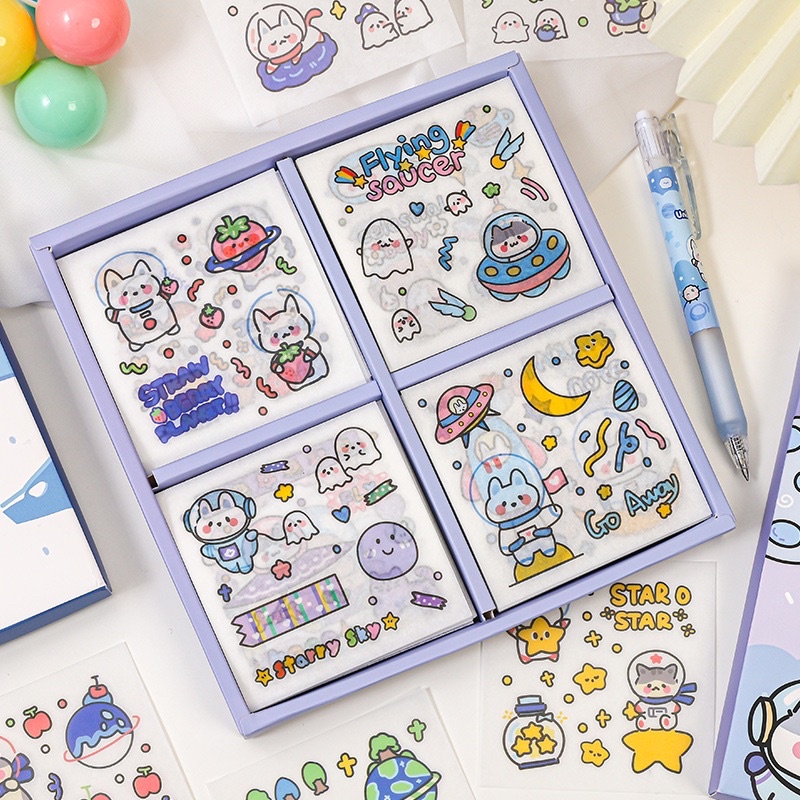 🌸 Set 100 tấm sticker nhãn dán trang trí chất liệu giấy họa tiết dễ thương🌸